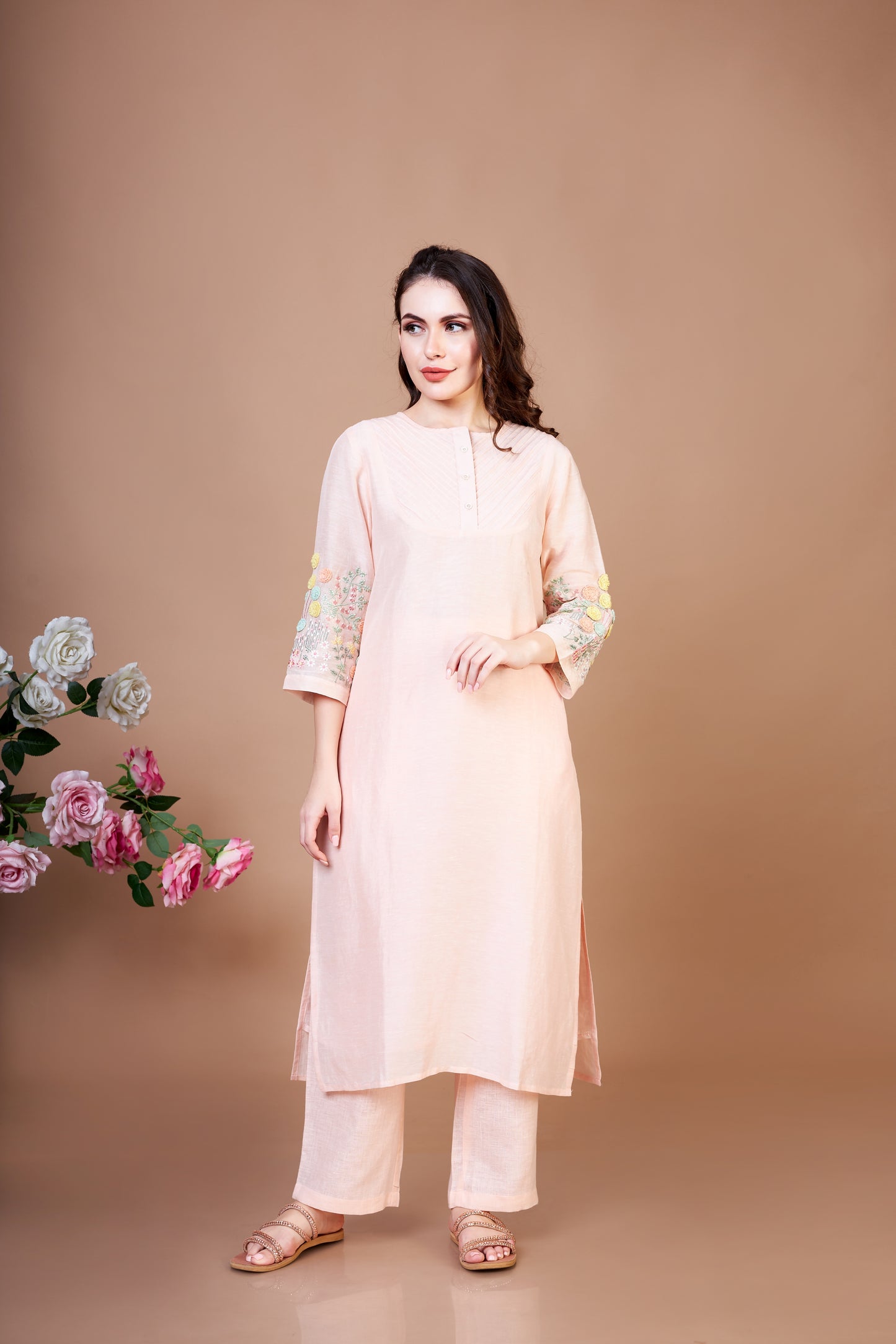 Peach Botonical Bliss Kurta set