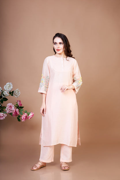 Peach Botonical Bliss Kurta set