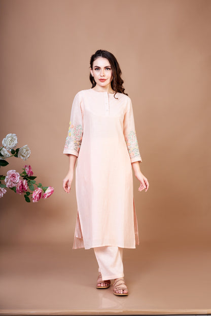 Peach Botonical Bliss Kurta set