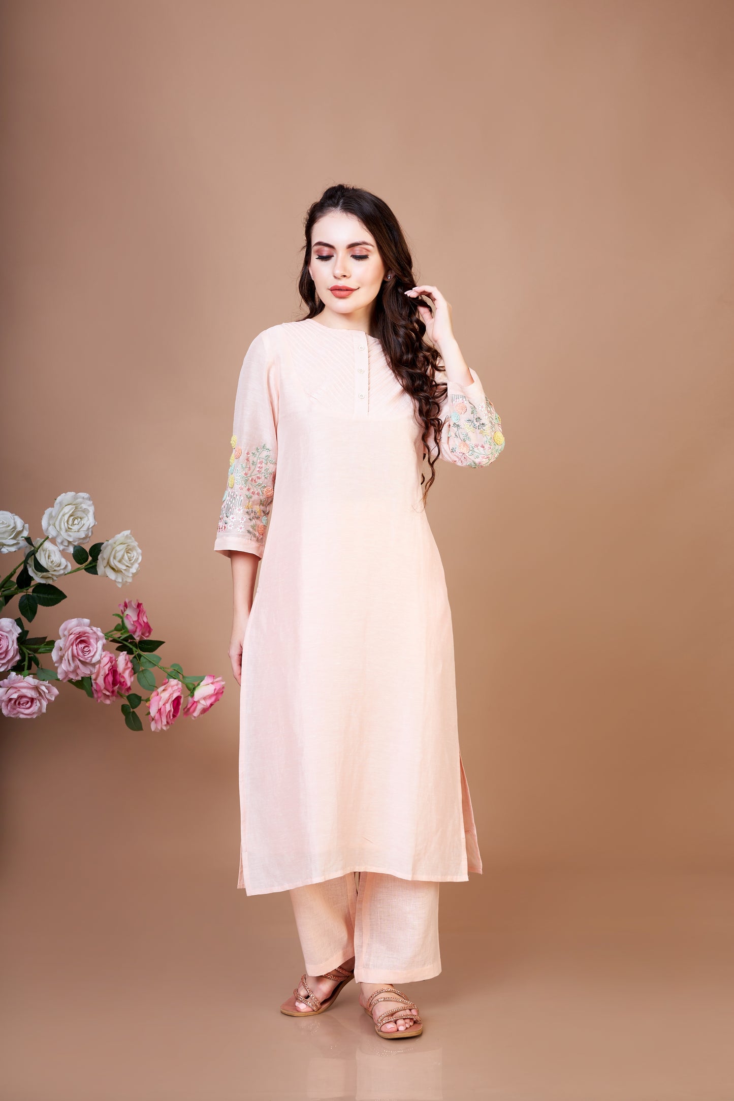 Peach Botonical Bliss Kurta set