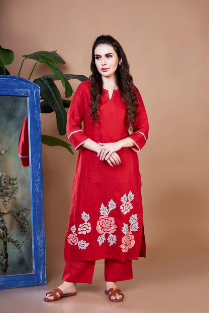 Ruby Bloom Kurta Set