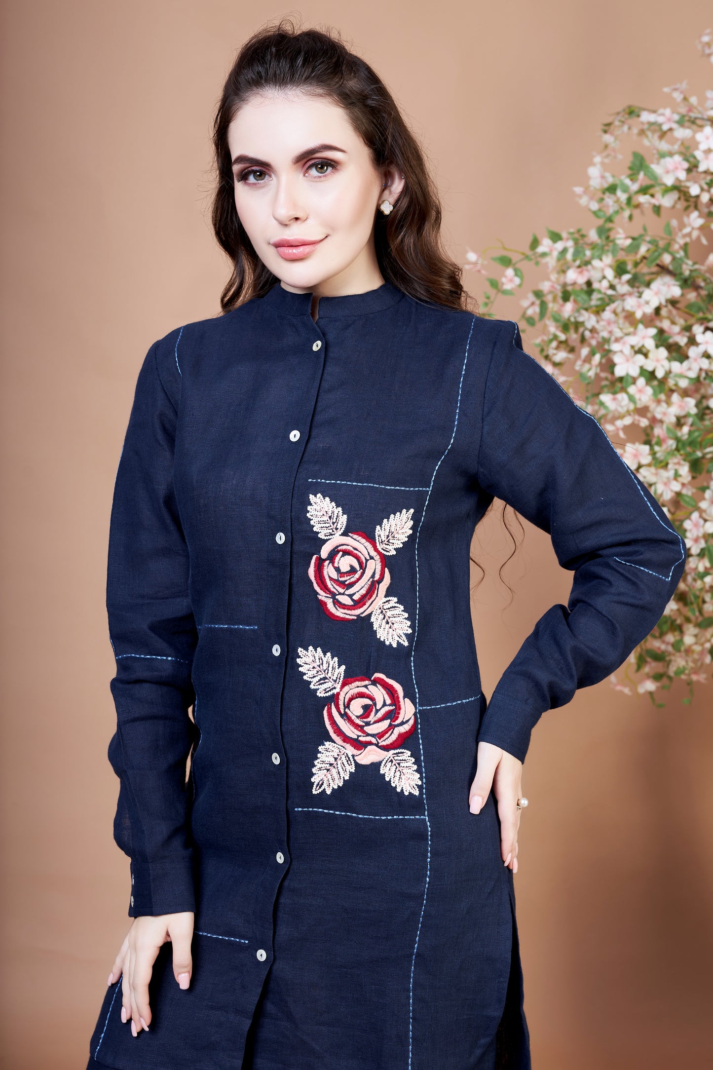 Navy Blue Meadow Tunic Set