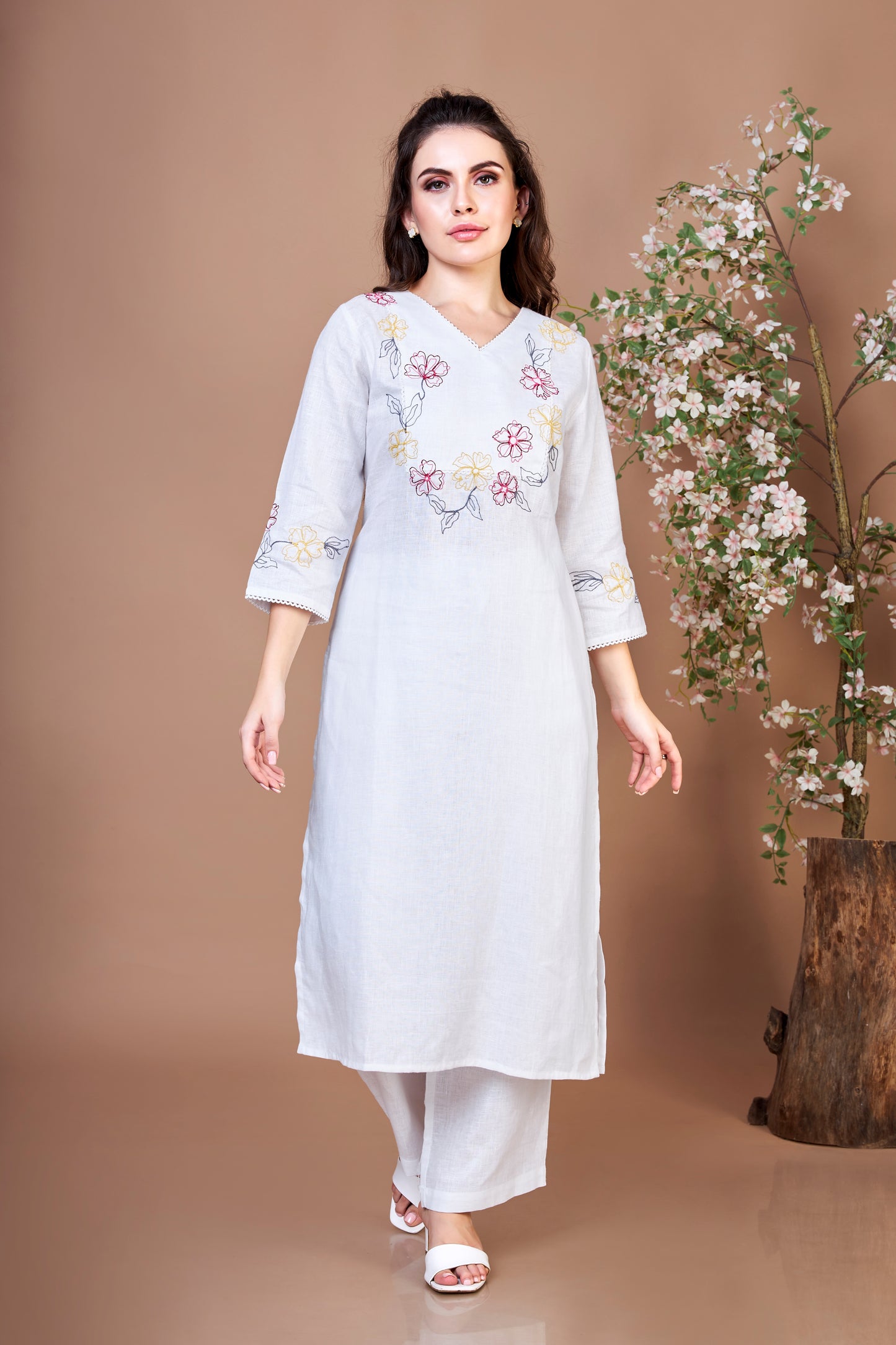 Ivory Blossom Tunic Set