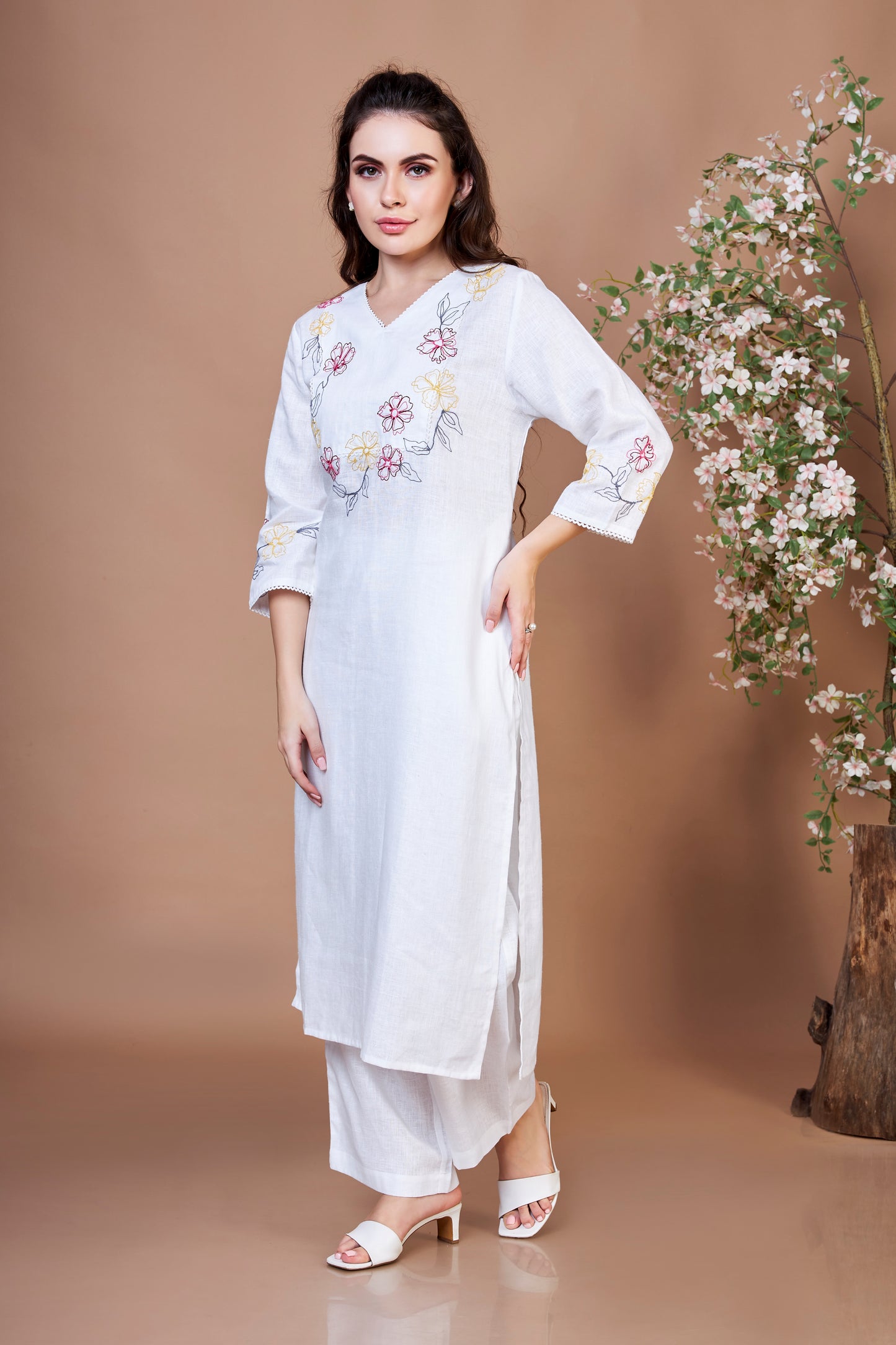 Ivory Blossom Tunic Set