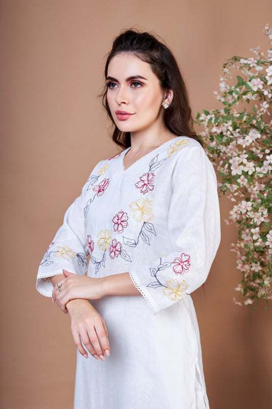 Ivory Blossom Tunic Set